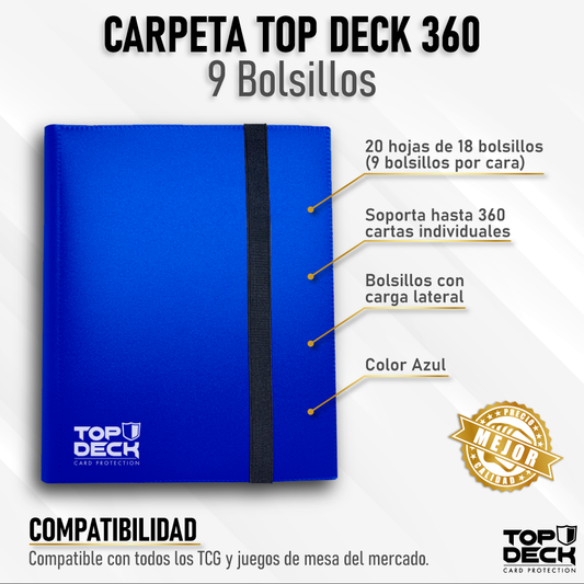 PREVENTA Carpeta Topdeck 9 Bolsillos Azul